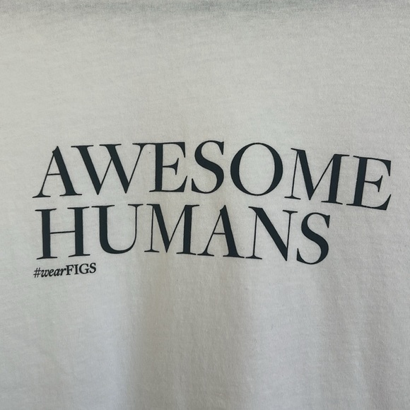 MWOT FIGS White Super Soft Cotton Long Sleeves Awesome Humans Tee - Picture 5 of 11